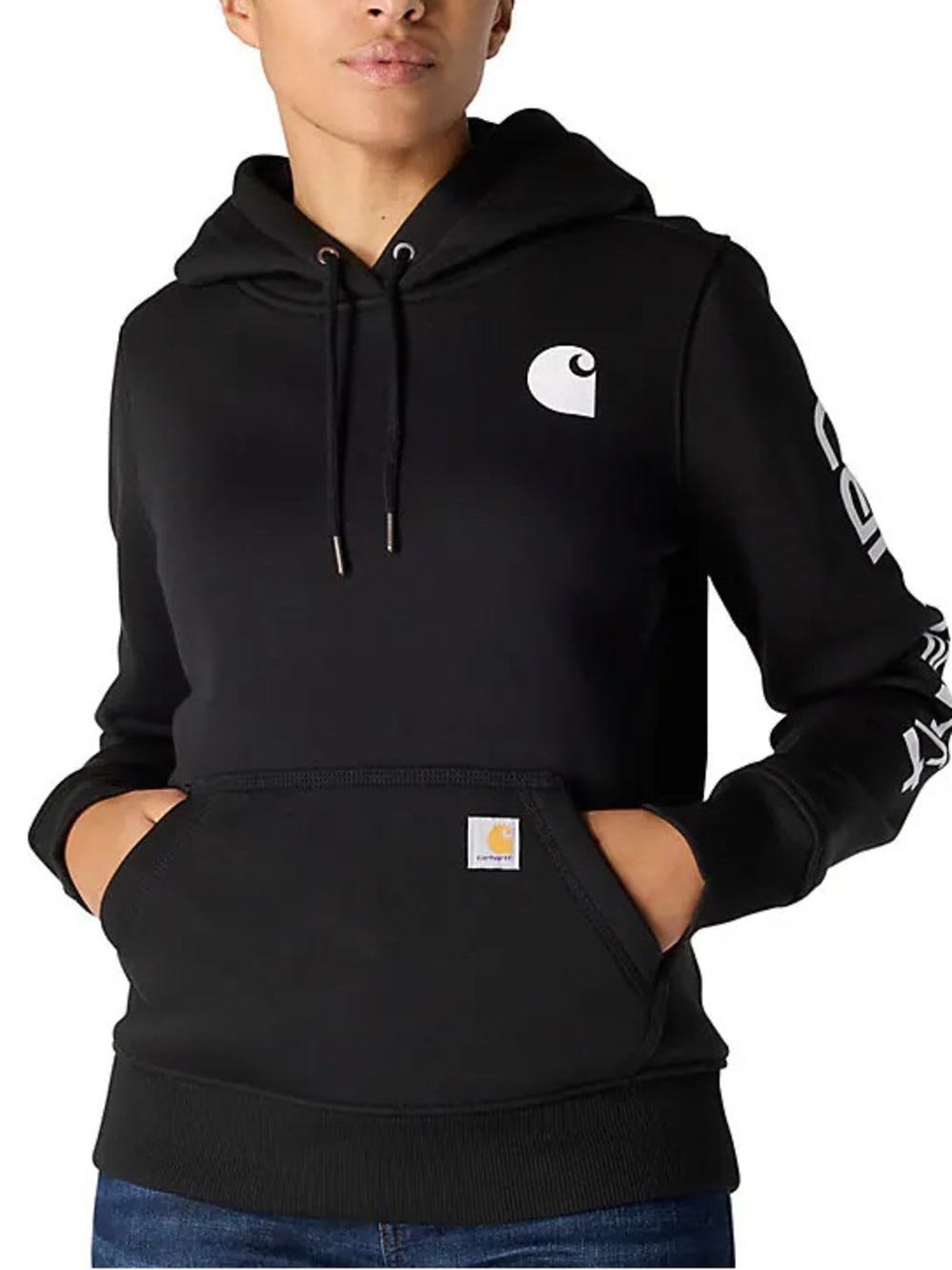NWT Carhartt Women's Iconic Clarksburg Logo Sweatshirt hoodie black size S 4-6